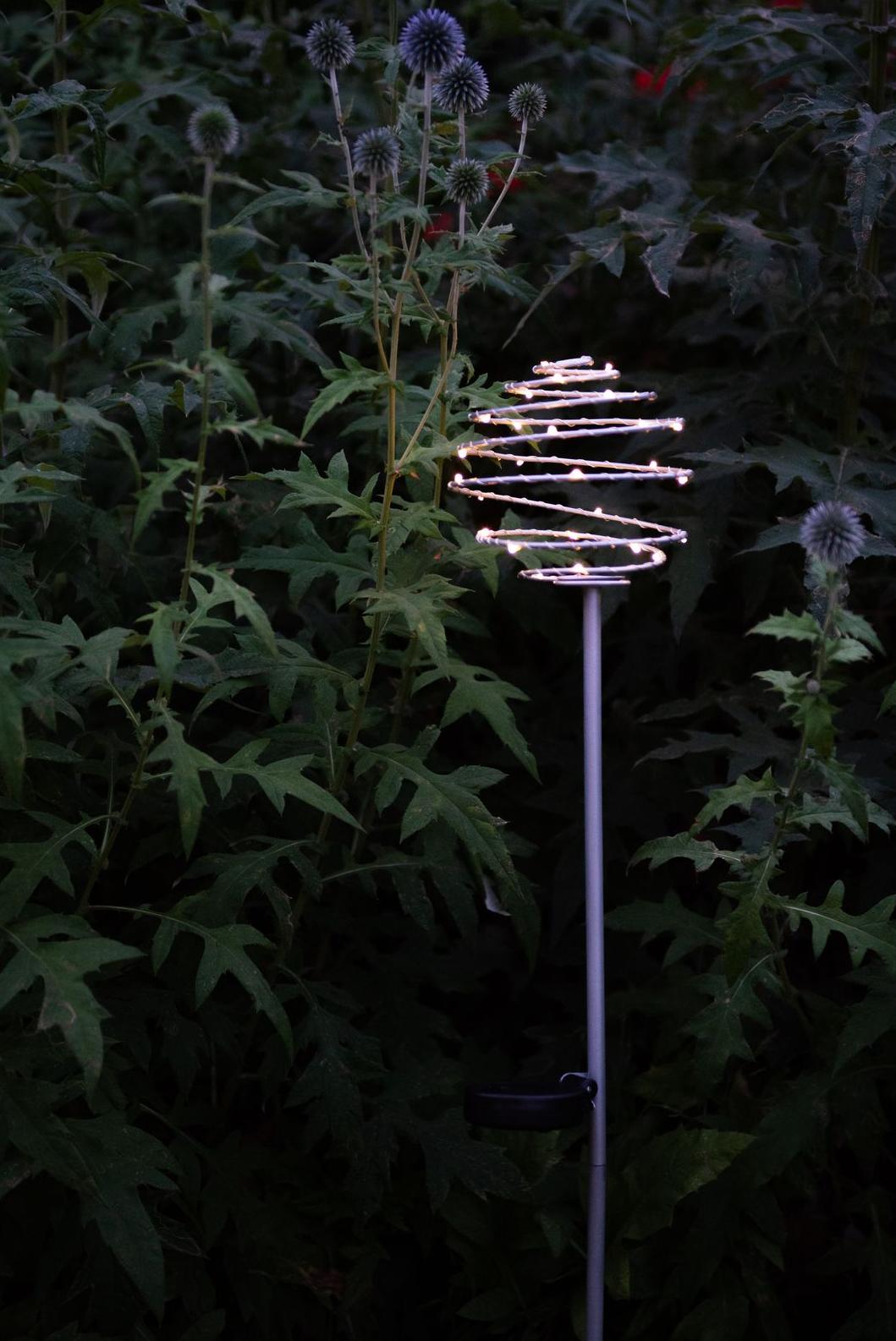 Garden ID solar bollard with spring filament in silver